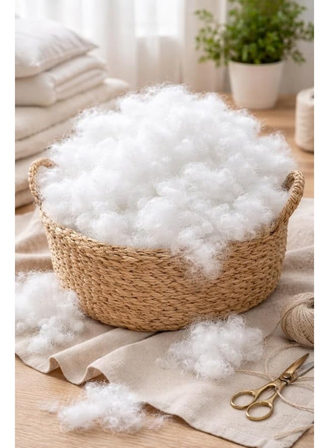 Polyester Fiber Filling for Pillows and Bean Bag Chairs, High Elasticity 0.9D, White, for Pillow, Toy, and Sofa Filling (2 lb (32 oz)) - Image 1